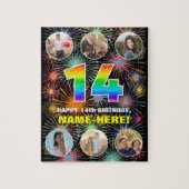 14誕生日:おもしろいレインボー#,名前をカスタムする+写真 ジグソーパズル (縦)