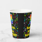 14誕生日:おもしろい音符パターン、レインボー14 紙コップ (左)
