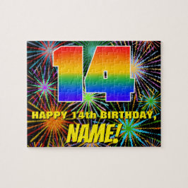14誕生日:おもしろい、お祝カラフルい花火 ジグソーパズル