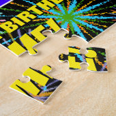 14誕生日:おもしろい、お祝カラフルい花火 ジグソーパズル (側面)