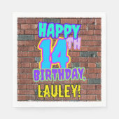 14誕生日~おもしろい、アーバングラフィティインスパイアルック スタンダードランチョンナプキン (正面)
