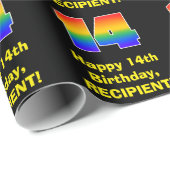 14誕生日:おもしろい、カラフルレインボーインスパイア# 14 ラッピングペーパー (ロールコーナー)