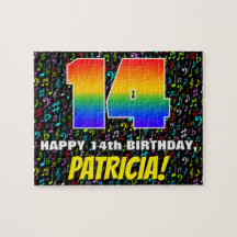 14誕生日:おもしろい、カラフル音楽シンボル、「14」