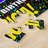 14誕生日:おもしろい、カラフル音楽シンボル、「14」 ジグソーパズル (側面)