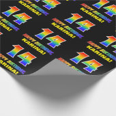 14誕生日:はっきりした,おもしろい,シンプル虹， 14 ラッピングペーパー (角)