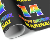 14誕生日:はっきりした,おもしろい,シンプル虹， 14 ラッピングペーパー (ロールコーナー)