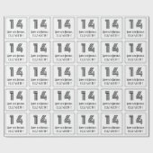 14誕生日:アールデコインスパイアスタイル「14」 +名前 ラッピングペーパー (フラット)