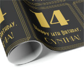 14誕生日~アールデコ見るインスパイア"14",名前 ラッピングペーパー (ロールコーナー)