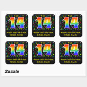 14誕生日:カラフル音楽シンボル、レインボー14 スクエアシール (シート)