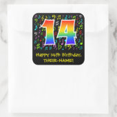 14誕生日:カラフル音楽シンボル、レインボー14 スクエアシール (バッグ)