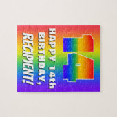 14誕生日: カラフル、おもしろいレインボーパターン# 14 ジグソーパズル (横)