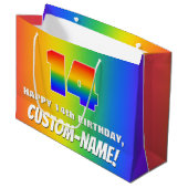 14誕生日: カラフル、おもしろいレインボーパターン# 14 ラージペーパーバッグ (正面アングル)