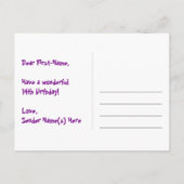 14誕生日:ピンクストライプハート、レインボー14 ポストカード (裏面)