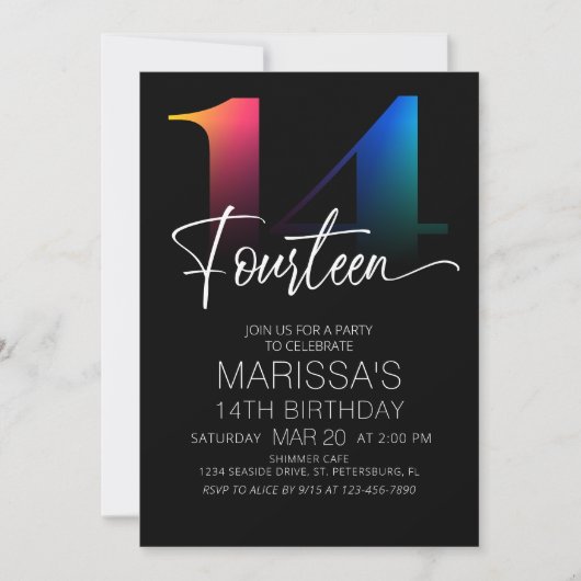 14誕生日 モダン 招待状 (正面)