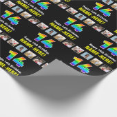 14誕生日:レインボー「14」、写真カスタムと名前 ラッピングペーパー (角)