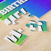 14誕生日— 数々の – 色のレインボーパターン「14」 ジグソーパズル (側面)