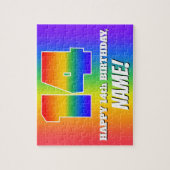 14誕生日— 数々の – 色のレインボーパターン「14」 ジグソーパズル (縦)