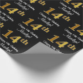 14誕生日：豪華エレガントなフェイク金ゴールドルック# ラッピングペーパー (角)