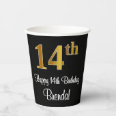 14誕生日 – 豪華エレガントなフェイク金ゴールドルック# 紙コップ (正面)