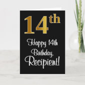 14誕生日~豪華エレガントなフェイク金ゴールド カード (正面)
