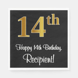 14誕生日～豪華エレガントなフェイク金ゴールド スタンダードランチョンナプキン