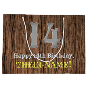 14誕生日: Country インスパイア Western Look, Name ラージペーパーバッグ