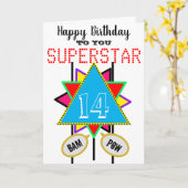 14誕生日Superstar Blue Edit AGE カード (黄色い花)