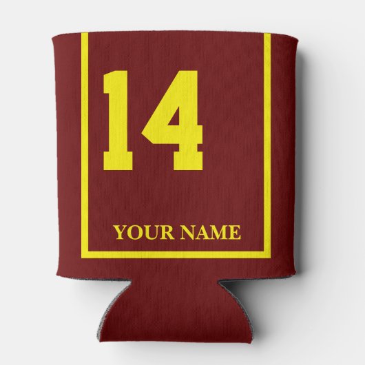 14黄馬鞍毛布を持つマルーンカスタム 缶クーラー (裏面)