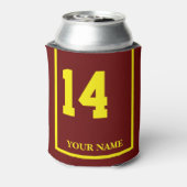 14黄馬鞍毛布を持つマルーンカスタム 缶クーラー (缶裏面)