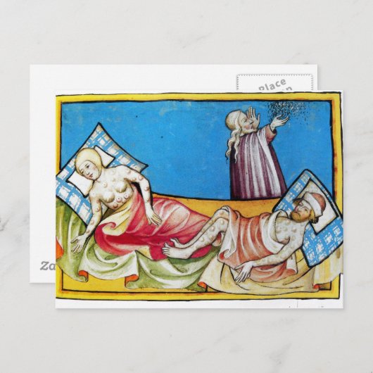 1411年のトゲンブルク聖書の黒人死 ポストカード (正面/裏面)