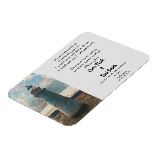 143ライトハウスウォーターカラー結婚式招待状 マグネット (左側)