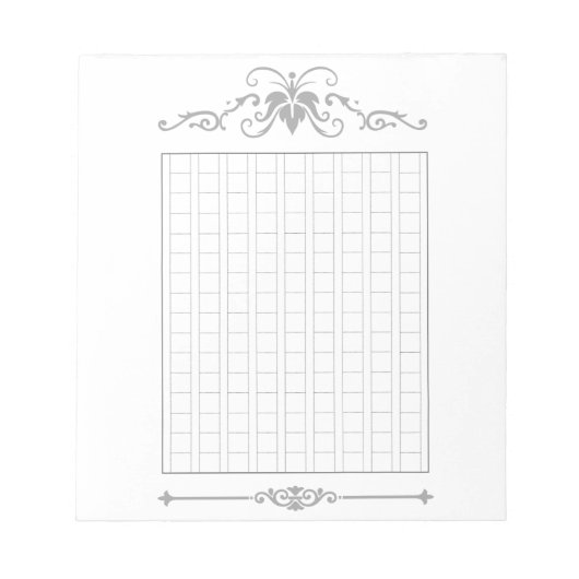 144字：飾り原稿用紙＜灰＞[gr01]  ノートパッド (正面)