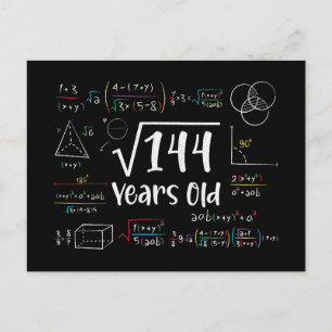 144 12誕生日12歳のギフトの平方根 シーズンポストカード