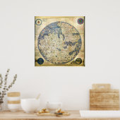 1450世界地図ヴェネツィアの修道士フラ・マウロ ポスター (キッチン)