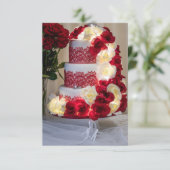 1458-ウェディングケーキ・ブーケ・指輪・ベール 招待状 (スタンド正面)