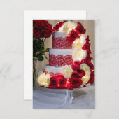 1458-ウェディングケーキ・ブーケ・指輪・ベール 招待状 (正面/裏面)