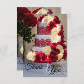 1458-ウェディングケーキ、ブーケ、指輪、ヴェール サンキューカード (正面/裏面)