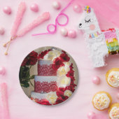 1458-結婚のケーキ、花束、リングや輪、ベール ペーパープレート (パーティー)