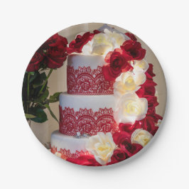 1458-結婚のケーキ、花束、リングや輪、ベール ペーパープレート