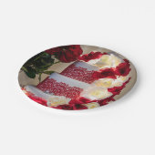 1458-結婚のケーキ、花束、リングや輪、ベール ペーパープレート (アングル)