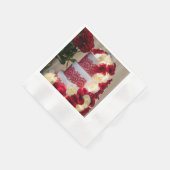 1458-結婚のケーキ、花束、リングや輪、ベール 縁ありカクテルナプキン (角)