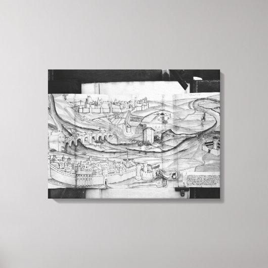 1462年、カルカソンヌの町と村 キャンバスプリント (正面)