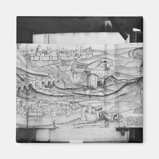 1462年、カルカソンヌの町と村 マグネット (正面)