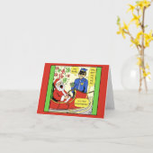 1469 ホホホ このサンタの漫画 カード (黄色い花)