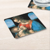 〒1490-1491レオナルドダヴィンチマドンナリッタ スクエアペーパーコースター (アングル)