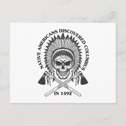 1492年にコロンバスを発見したアメリカ先住民 ポストカード (正面)