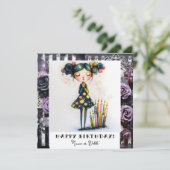 *_* 14  フォト名 誕生日 奇抜なゴシック 招待状 (スタンド正面)