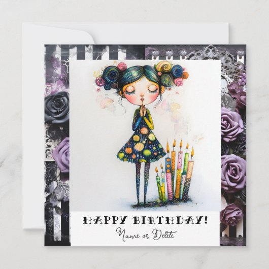 *_* 14  フォト名 誕生日 奇抜なゴシック 招待状 (正面)