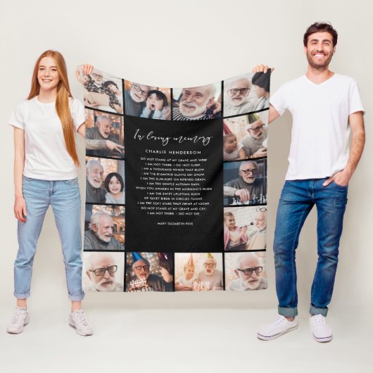 14-Photo In Loving Memory Name & カスタム Memory引用文 フリースブランケット (インサイチュ)