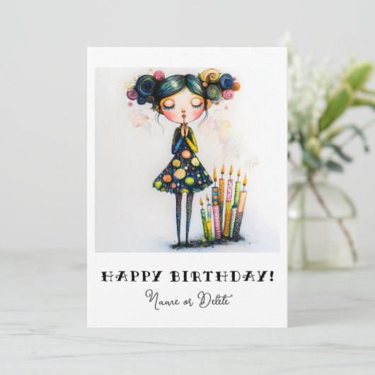 *_* 14 PHOTO NAME Birthday Personalize Whimsical 招待状 (スタンド正面)